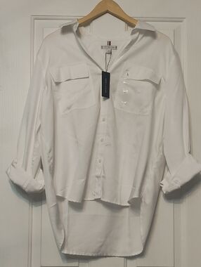 Tommy Hilfiger White Collared Button Front Shirt